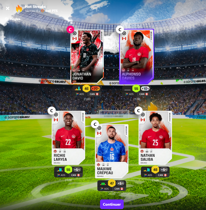 zen_fd's tweet photo. Les expert de @Sorare  je suis palier 100 € il me reste 1 chance, je fais quoi comme team Canada ou un mélange Brésil, Canada, Allemagne ? Je suis perdu #sorare https://t.co/57iYY0tuML