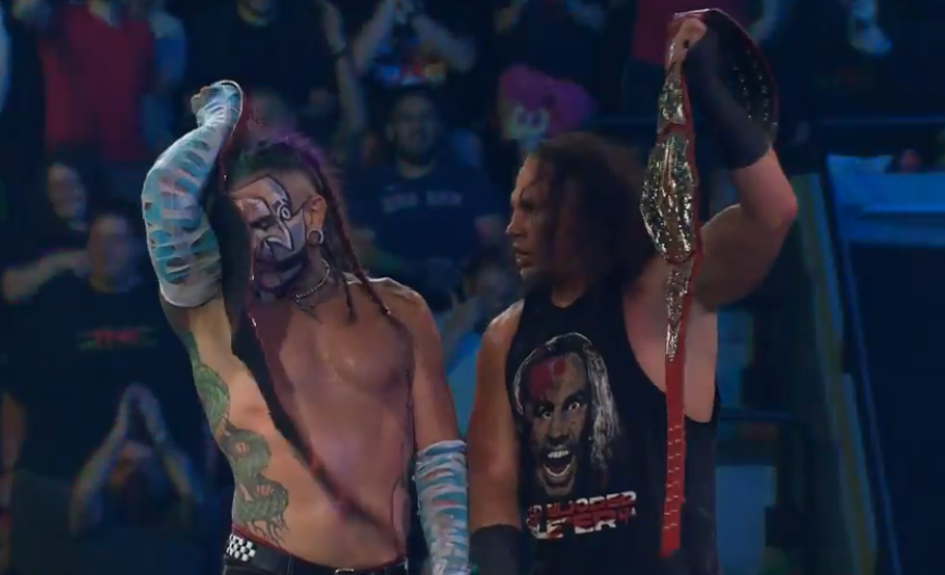 WrestleTalk_TV's tweet photo. AND NEW!!!

The Hardys are now five-time TNA Tag Team Champions! https://t.co/MA23AS0l4z