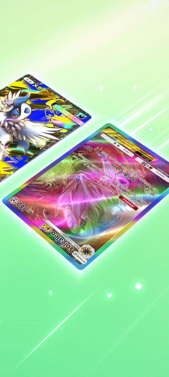 Alba0077's tweet photo. おはようございます。

ポケポケ：
ソルガレオ虹枠2枚目ゲット。
石板と黒枠は不要になったのでトレード行きですね。

シャドバWB：
本日新弾リリース日ですね。
新環境楽しみです。
なるべく特定のクラスにヘイトがいかないようにしてほしいです。
特にナイトメアが2期連続で強いのでバランス調整はお願いしたい。

[ポケポケ:進撃パラドックスデッキ投稿集]
https://t.co/JwiXfIcsaI

趣味が合う人はフォローお願いします。(怪しいアカウント以外)
趣味：ポケポケ (PokemonTCGPocket, PokemonTCGP) 競馬 ウマ娘

#ポケポケ
#ポケポケ好きと繋がりたい
#シャドバWB　
#DaysAI