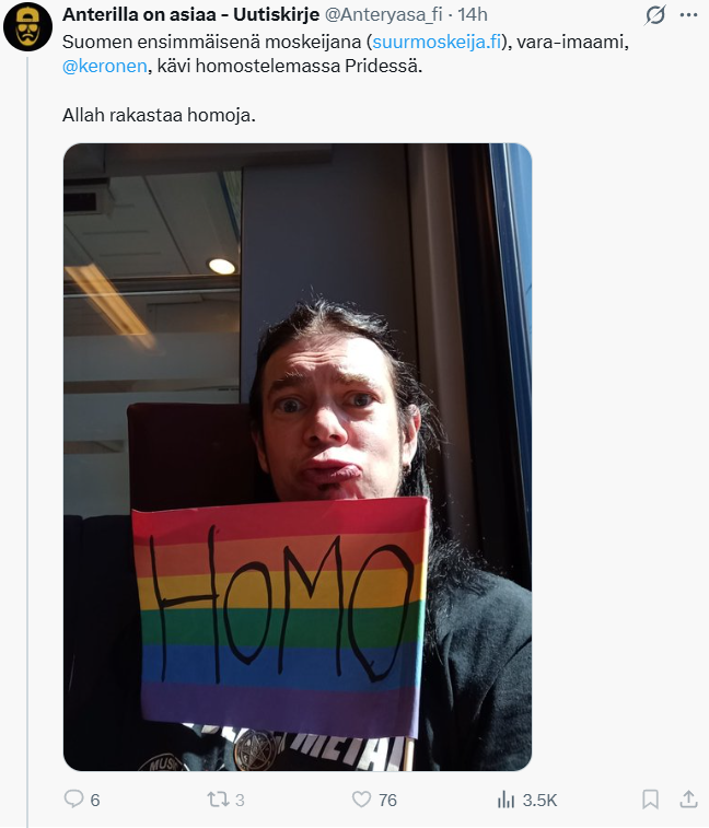 ToivoTaivas's tweet photo. @keronen Yksi äärimatu ainakin pillastui. Ei vissiin kuulu heidän kulttuuriin tällainen vapaa rakkaus https://t.co/HXeejGdF7d