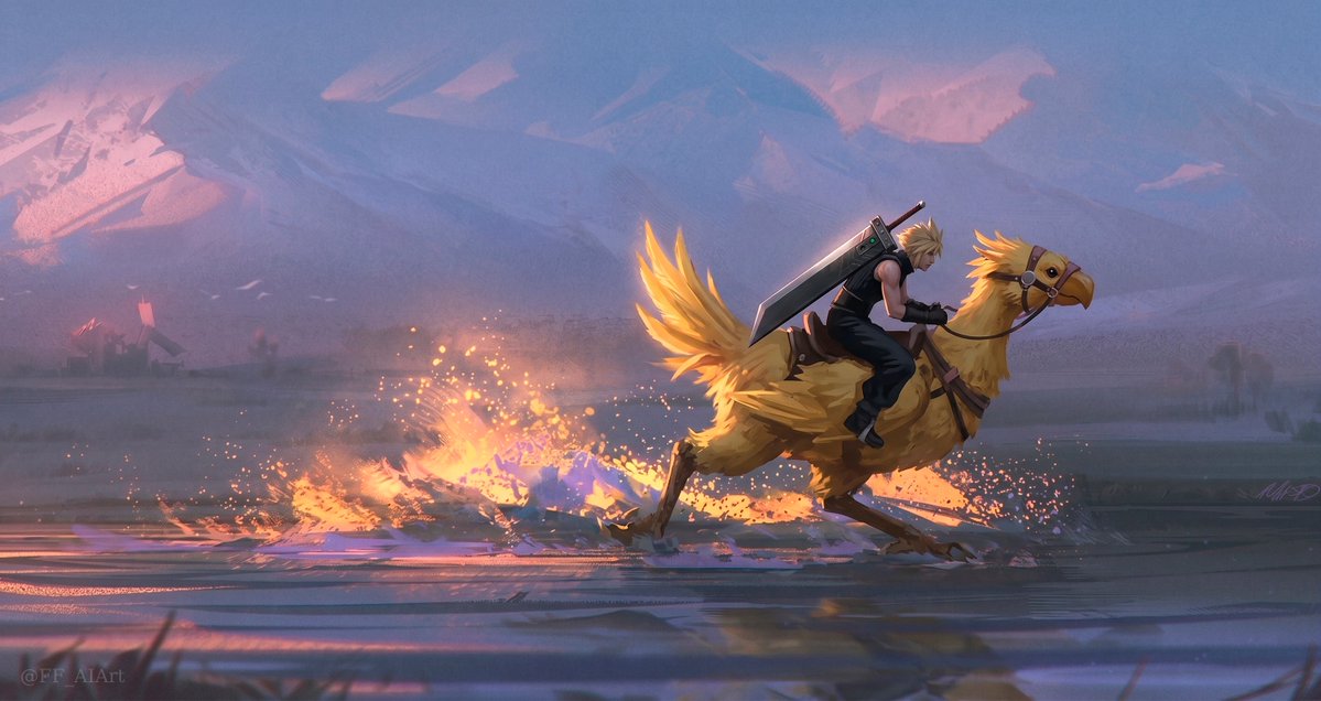 FF_AIArt's tweet photo. Chocobo route through Mt. Nibel

#FFVII #FF7 #FF7R #CloudStrife https://t.co/zMOoOnqABs