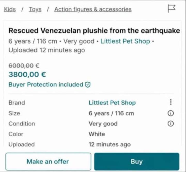Vzla_sinfiltro's tweet photo. ALERTA 🚨 

Se descubre página donde están vendiendo niños venezolanos desaparecidos en el terremoto. 

Publican un juguete pero lean la descripción. 

#SOSVenezuela
#DelcyMiente
#QueNadaNosDetenga https://t.co/gOcNQfnrJl