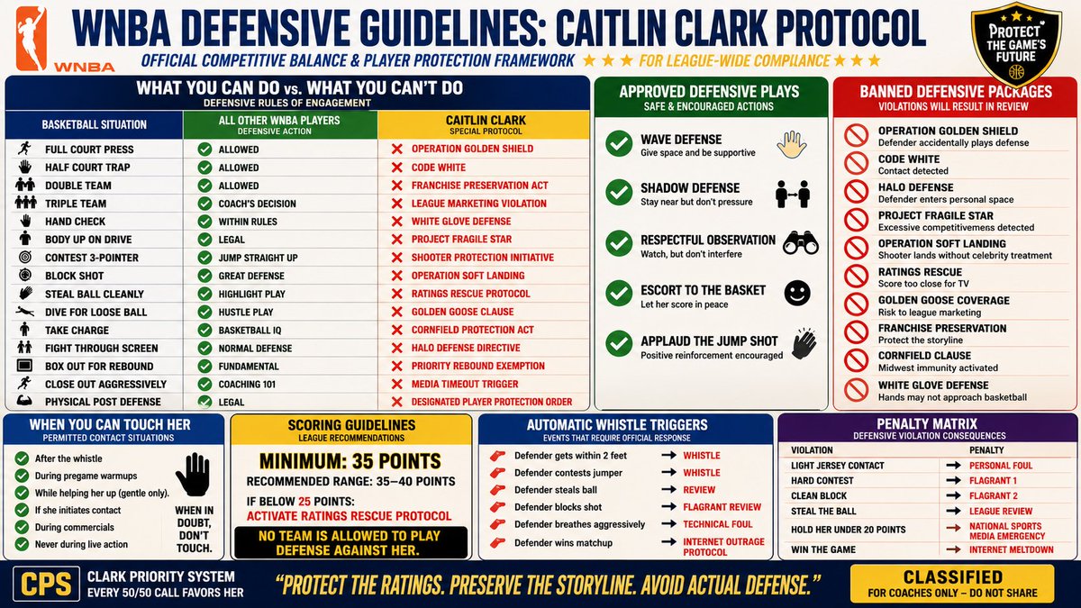 DexterPorter's tweet photo. New #WNBA rules concerning Catlin Clark, this is an official release from the WNBA commissioner. Here is what you as a player are allowed to do and not do when your team plays the Fever.@darthmagalan @slothdragon90 @reallexij2121  @IndyLesbian https://t.co/F0HQJhmYZA