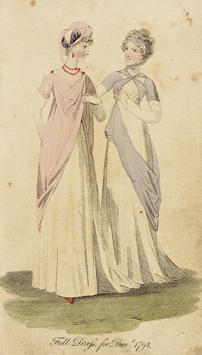 invitinghistory's tweet photo. A fashion plate from The Lady's Monthly Museum, 1798. https://t.co/tBe89SOeYQ
