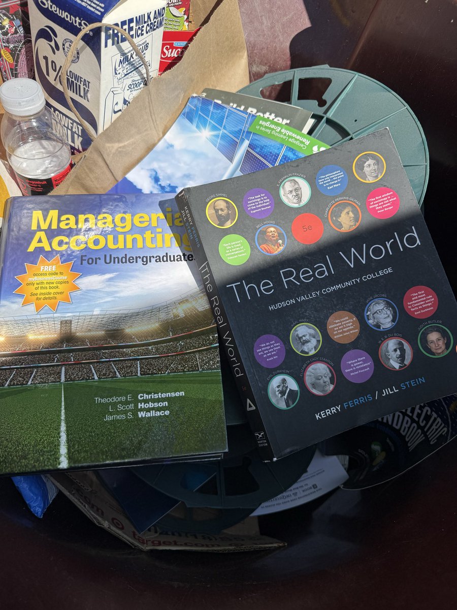 _adam_meyer's tweet photo. Tossing out my college textbooks today🗑️

Learned more form Ai, YouTube, &amp; Experience https://t.co/irCriQC2NY