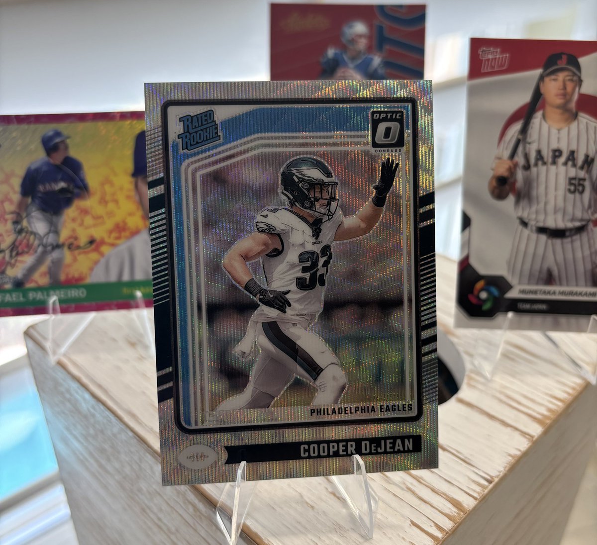 du47222292's tweet photo. Tonight’s giveaways: All these cards plus this Rated Rookie Cooper DeJean /300 card. Good Luck! 
REPOST 🏈 and FOLLOW 🏈 to enter https://t.co/grFirntdEC