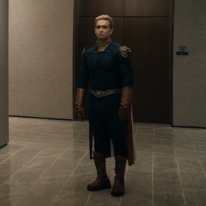 fujolander's tweet photo. he looks so cute here .  he reminds me of a dog that just peed on the carpet and is getting scolded #homelander https://t.co/JMK0H8utRS