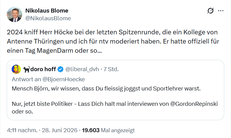 Leo_nie_Bruder's tweet photo. Dass jemand #MagenDarm kriegt, wenn man bei #gesellschaftlicheNachteile-#Fingerzeig-Blome eingeladen ist, kommt durchaus immer öfter vor. Deshalb lädt er ja i.d.R. nur die politisch #geimpft-"#Gesunden" ein. https://t.co/dZVd4IAgWF