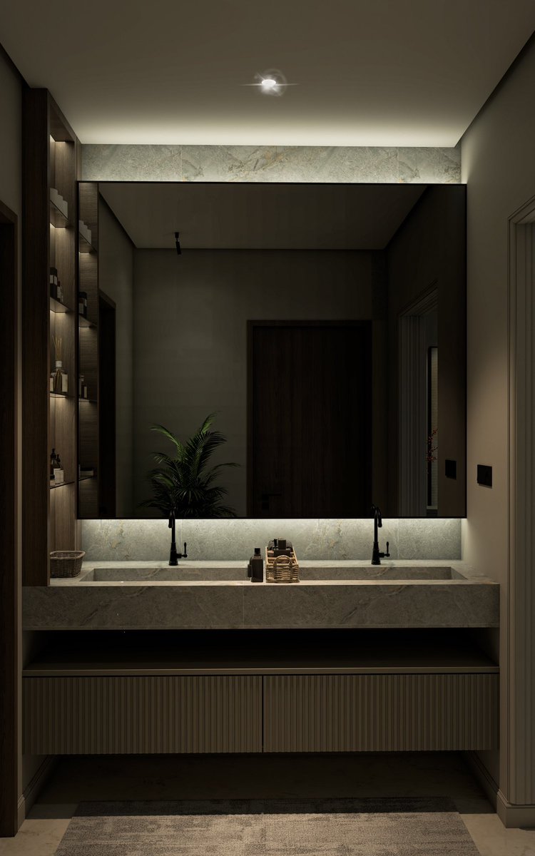 sa_arch2's tweet photo. مقتطف لتصميمنا لمغسلة في احد مشاريعنا الحالية 

خطوط نظيفة، وخامات دافئة، وانارة موزعة بسلاسة بحيث تعكس افضل صورة في المراية ✨

#تصميم_داخلي https://t.co/5ED3BgET6F
