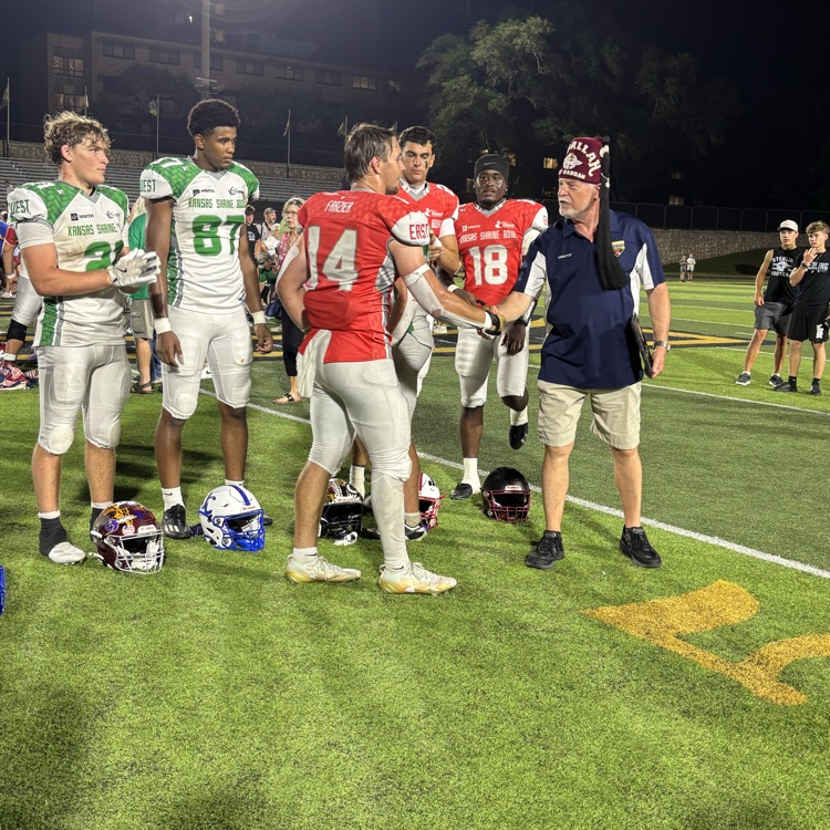 WeAreHolton's tweet photo. Congratulations Cael and Alec Frazier. Cael played a great game and was recognized as the lead fundraiser for the East Shrine Team. Alec photographed the East players during the game. East won 14-7! https://t.co/eJYuadHrkb