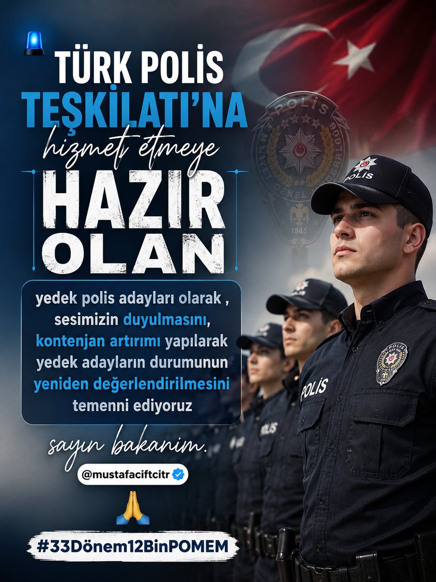 Yhsgihtholsun's tweet photo. Türk Polis Teşkilatı'na hizmet etmeye hazır olan yedek polis adayları olarak , sesimizin duyulmasını, kontenjan artırımı yapılarak yedek adayların durumunun yeniden değerlendirilmesini temenni ediyoruz sayın bakanım. 
@mustafaciftcit
#33Dönem12BinPOMEM https://t.co/LqZ6CRzsk5