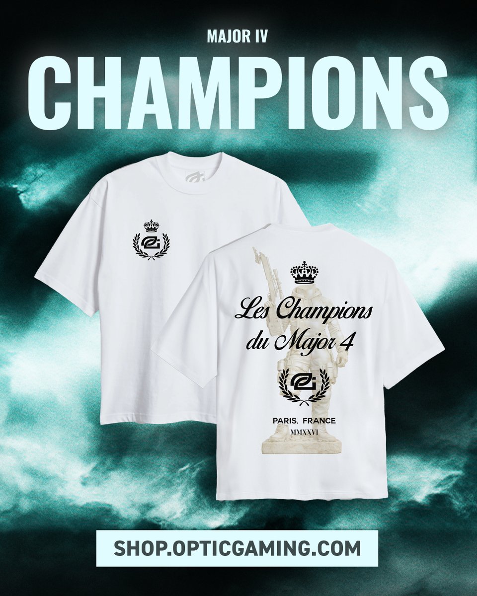 OpTic's tweet photo. Our Major 4 Championship Tee 🏆

AVAILABLE NOW FOR PRE-ORDER

20% OFF ALL TEAM GEAR

https://t.co/UqCVok1eMz
https://t.co/UqCVok1eMz
https://t.co/UqCVok1eMz https://t.co/l2NFTY8B6s