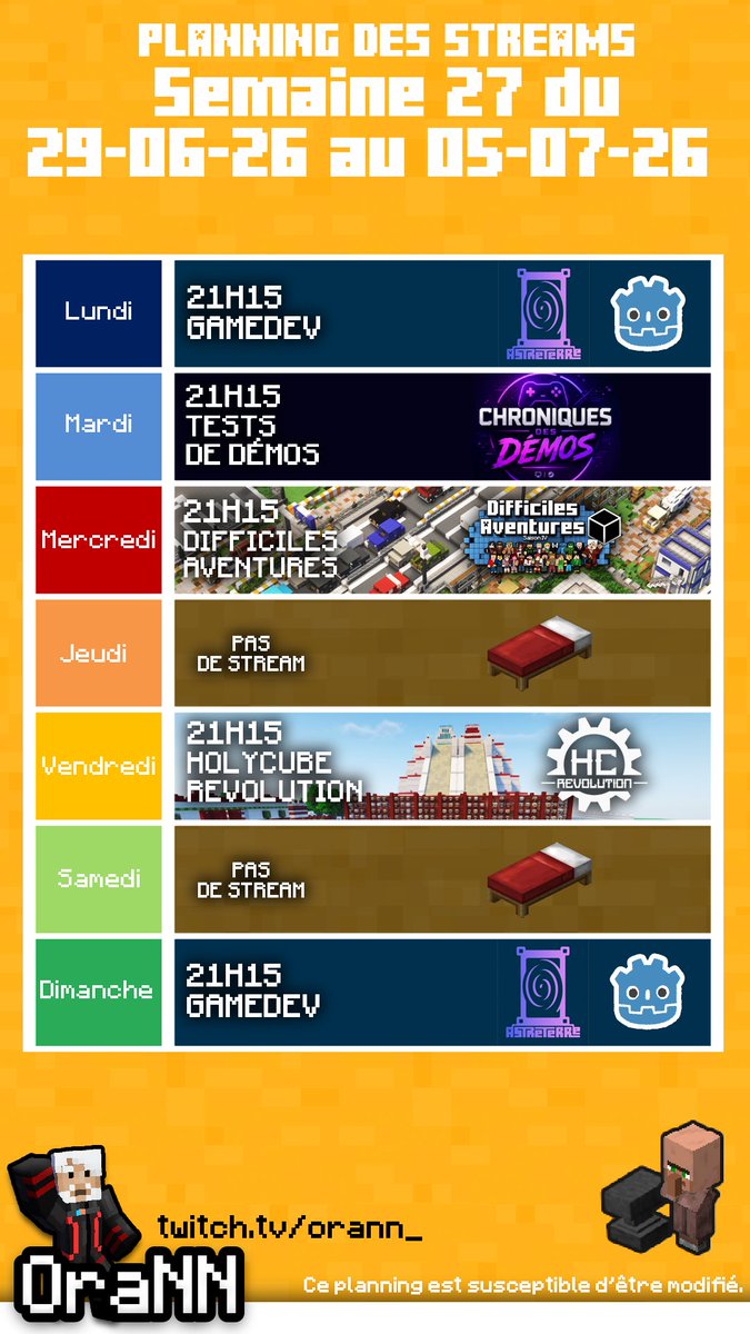 _OraNN_'s tweet photo. Pour ce beau début de juillet, du #GameDev, des Démos, les #DifficilesAventures et #Holycube ! Vivement les vacances ! Et on est ensemble dès ce soir ! https://t.co/FaFf4Ca4RT https://t.co/3mKBCzxLO3