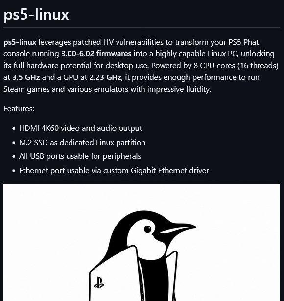0x0SojalSec's tweet photo. Turned your PS5 into a full PC beast.   

- Running Full Linux desktop + Steam
- GTA 5 Enhanced with real ray tracing at 4K HDMI output
- 3.2GHz CPU / 2.0GHz GPU clocks
- Mesa GPU drivers upstreamed, 
- Working 4K HDMI, audio &amp; all USB ports https://t.co/lIWHeCHxKU