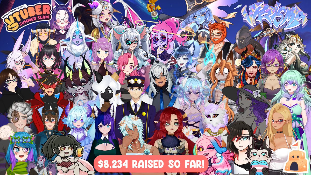 VPrisma_VT's tweet photo. Not only did team VPrisma hit 7k yesterday, but we also smashed through it and got past 8k as well!! We are so, so proud of our team! 

Today is the last day of Summer Slam, and we still have team members streaming today, so make sure to go give them your support! #VTuberSS2026 https://t.co/V2rfbkHWTZ