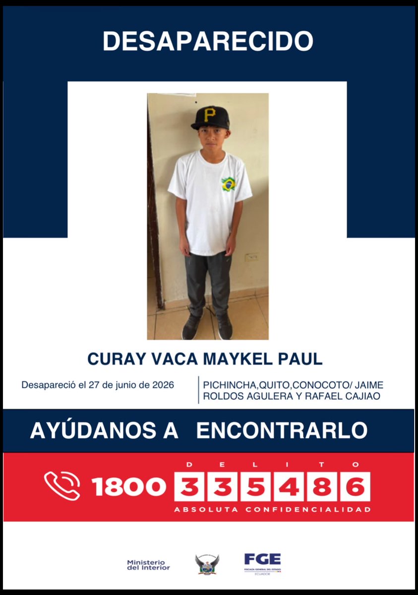 robertpaezeg's tweet photo. Es evidente que en la Casa Hogar María Campi de Yoder de Conocoto algo no marcha bien. 

Es la segunda vez en menos de tres años que Maykel Paúl Curay Vaca desaparece estando al cuidado de ese centro, de administración gubernamental. https://t.co/qBg4rcz8FH