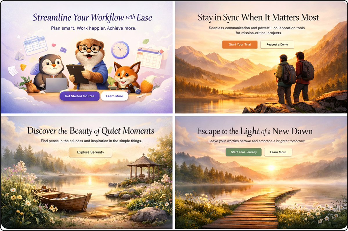 danelvis354's tweet photo. Designed 4 hero section concepts exploring different visual styles and user emotions.

Because first impressions happen in seconds, and the hero section often determines whether visitors stay or leave.

Which one do you like the most? 

#WebDesign #UIDesign https://t.co/slMY8z3teU