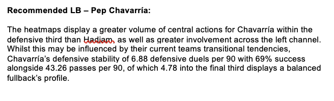 _CameronSchultz's tweet photo. Suggested Pep Chavarria in a scouting report as a good left-back profile for a different English team recently 🤩 

Definitely a strong LB/LWB profile for Chelsea with impressive data, but not sure he's the 'starter' profile for Xabi Alonso to replace Cucurella with imo 🤔 #CFC https://t.co/KCNeJziqXY