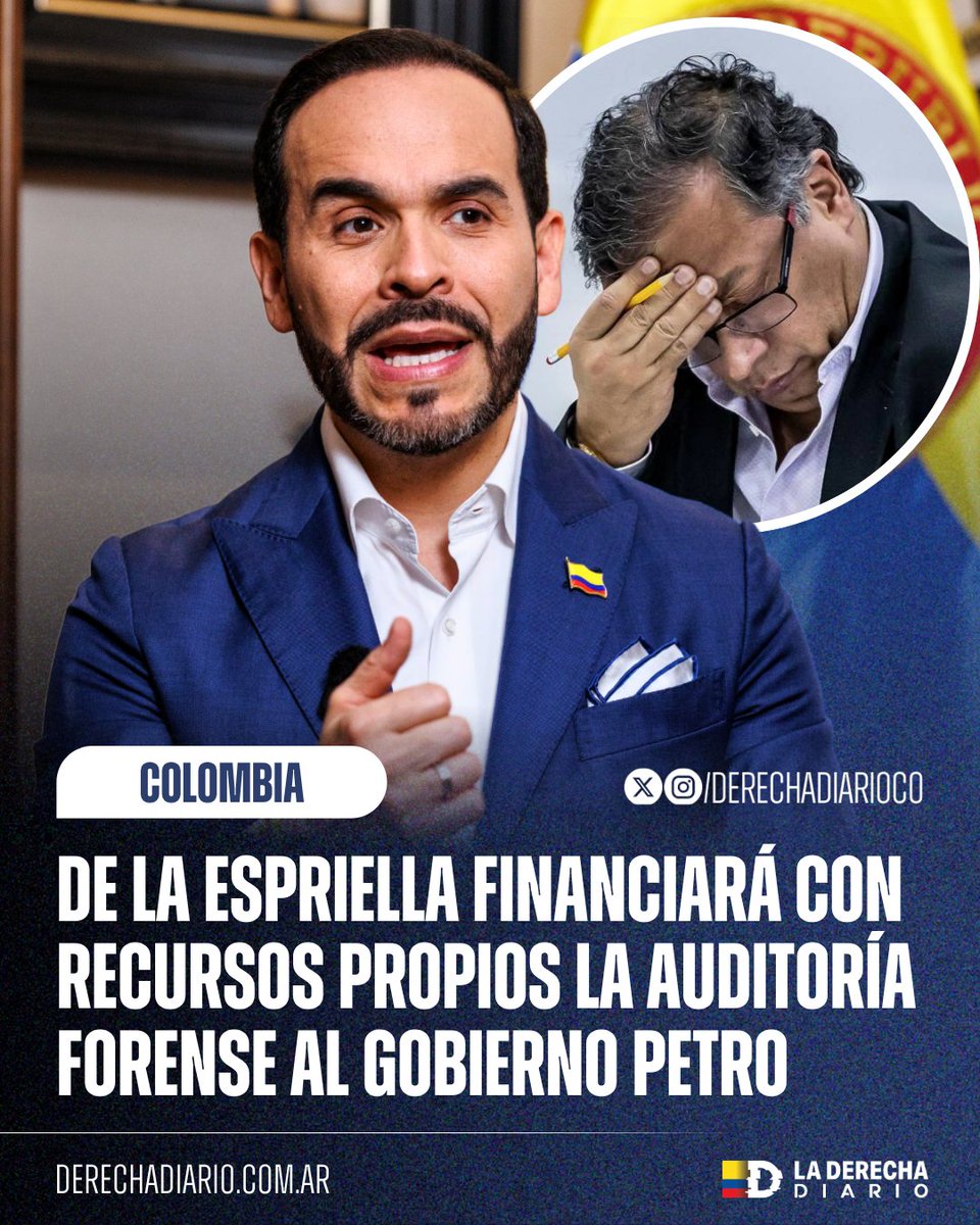 DerechaDiarioCO's tweet photo. 🚨🇨🇴 | El presidente electo @ABDELAESPRIELLA anunció que financiará con recursos propios y parte de la reposición de votos una auditoría forense al narcogobierno Petro, valorada en cerca de COL$20.000 millones, para revisar contratos, movimientos financieros y decisiones administrativas, detectar posibles hechos de corrupción y llevar los hallazgos ante la Fiscalía.