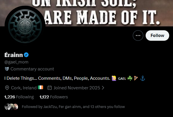 SquidDaithi's tweet photo. "I Delete Things... Comments, DMs, People, Accounts."

This is one of the people who's constantly reporting my comments and content.

This is the same person who's teaming up with jews and zionists sneakly behind your back.

The Irish nationalist movement is really fucked up. https://t.co/4Cyq1ihxiX