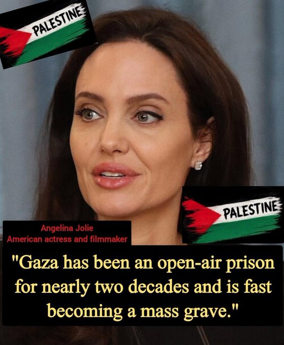 SaraReyi's tweet photo. The world needs more celebrities like Angelina Jolie to speak up for Gaza. https://t.co/eNIfbEvRnF