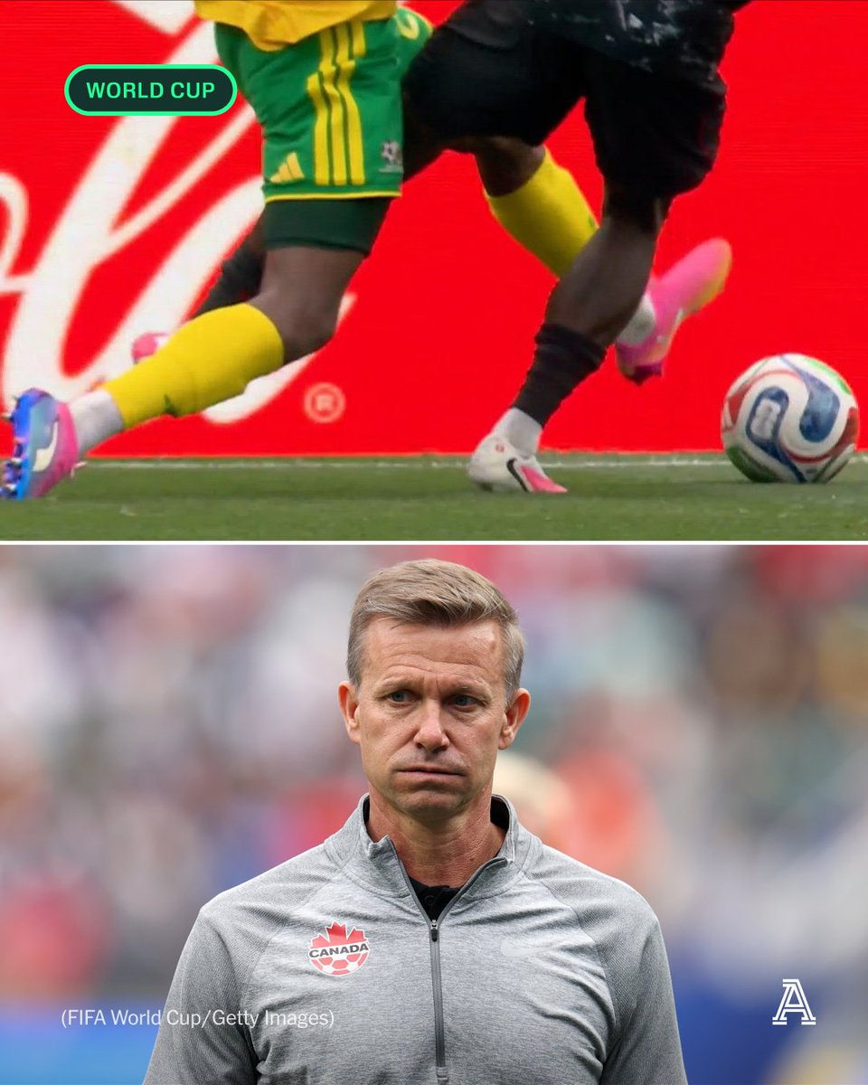 TheAthleticFC's tweet photo. “Jesse Marsch looked frustrated as the half-time whistle was blown, seemingly unhappy that the referee turned down Canada’s penalty appeal a few minutes earlier.

“Personally, I felt the referee got it right. Laryea appeared to engineer the contact.”

@OliverKay gives his thoughts on Canada’s late first-half penalty shout...

🔗 https://t.co/oTEXNG3KtH