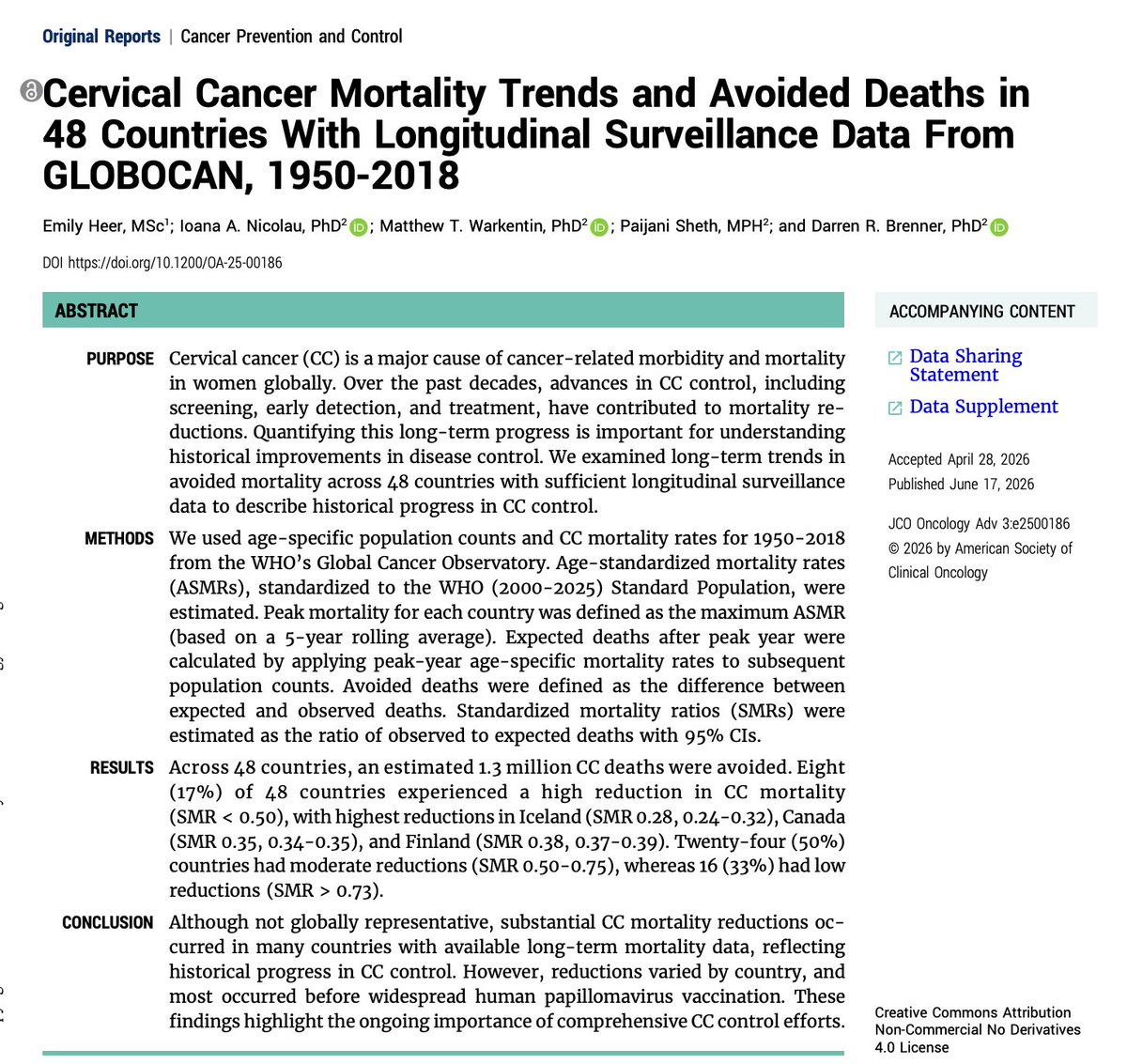 DrYukselUrun's tweet photo. 1.33 million deaths avoided.
Cervical cancer shows what prevention can do when science reaches people.
Can we make this progress truly global 🌎🌍🌏?
@ASCO @JCO_advance @WHO @OpenMedicineHQ https://t.co/nKgxCFTpWB