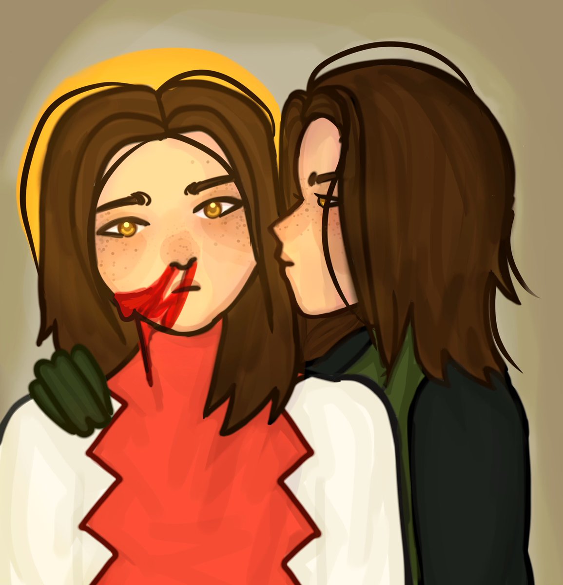 DysInertia's tweet photo. Kiss of Judas but it’s Thad and Bart✌️ I hate how cartoony my front facing faces are but my side profiles look less… idk. #thaddeusthawne #thadthawne #bartallen #Dc #bible ??? Also, yes, Thad isn’t actually kissing Barts cheek bc he didn’t actually kill him. NOT A SHIP https://t.co/bK7bqiHE5a