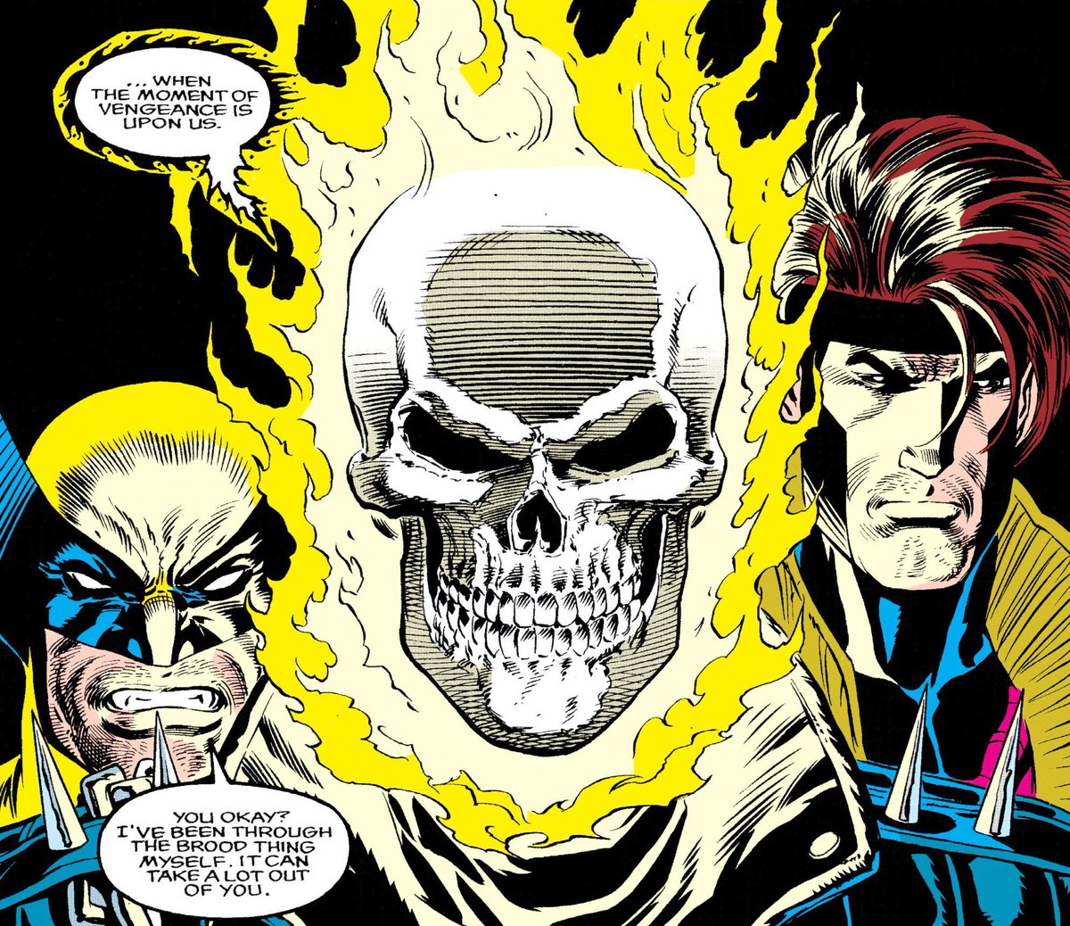 ClassicXMen's tweet photo. Wolverine, Ghost Rider and Gambit - peak 90s in comic books! https://t.co/RD0bDIVjkK
