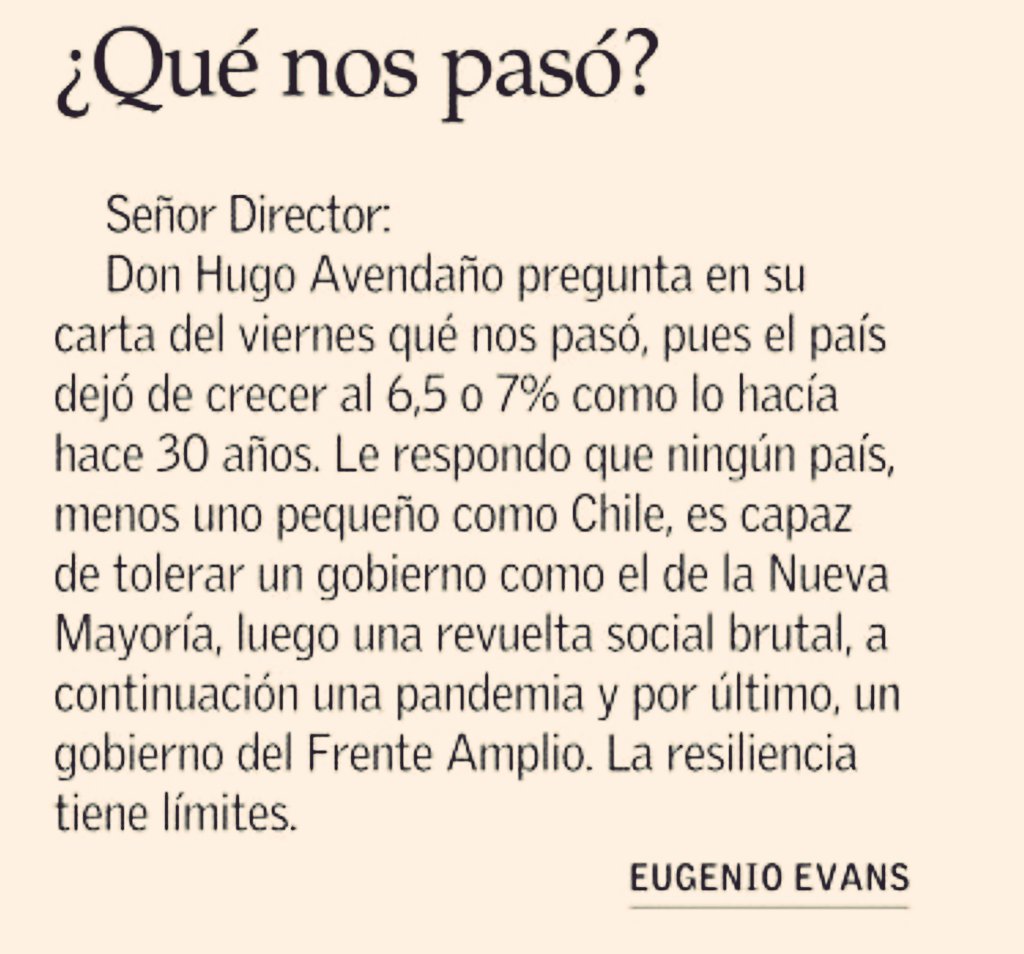 ayala_rodolfo's tweet photo. 📢 ¿Qué nos pasó?
Chile sufrió la Nueva Mayoría de @mbachelet , el Estallido y el Gobierno FA-PC de @GabrielBoric 
Es increíble que sigamos en pie. https://t.co/GP9Mle7wDa