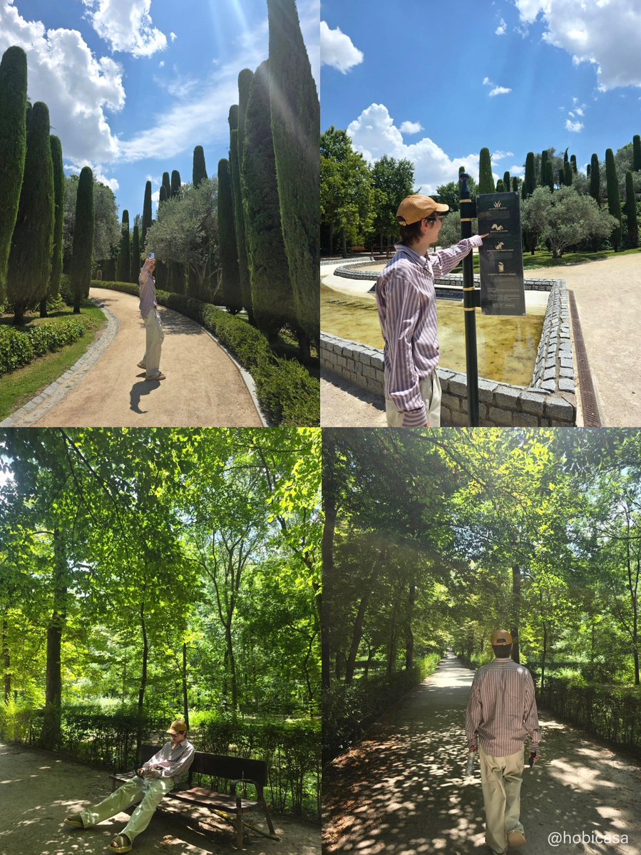 HobiCasa's tweet photo. Boyfriend hobi visited Bosque del Recuerdo ( The Forest of Remembrance), a memorial garden located in the park of Parque del Buen Retiro in Madrid, Spain💚🌳🐿️ https://t.co/rYaMeMY359