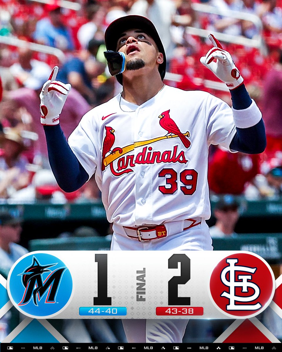 MLB's tweet photo. A homer from Bryan Torres powers the @Cardinals to the win! https://t.co/bpboJ2S2g5
