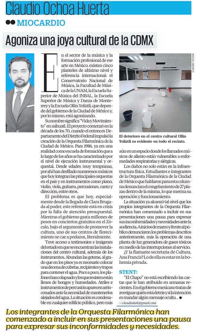 VOZ_DELACIUDAD's tweet photo. No sólo es @OllinYoliztli muchos centros de arte y cultura están en la misma situación de mantenimiento por no hablar de salarios a quienes trabajan en ellos @ClaraBrugadaM @anafrancismor @planeacioncdmx El tema muy manoseado en el #PGD no diagnóstica la situación y menos propone acciones concretas para su atención Por eso #ReposicióndeProceso