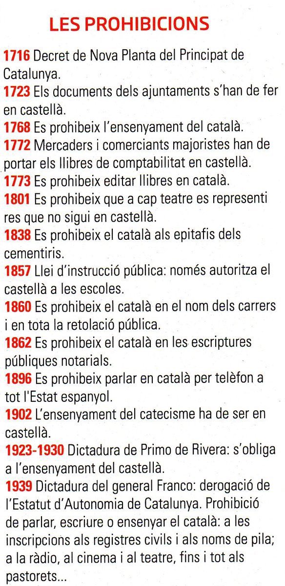 abel_riu's tweet photo. El castellà fou imposat per la força a la immensa majoria dels territoris on avui es parla. Als PPCC fa 3 segles que la nostra llengua és perseguida amb objectiu de destruïr-la. El fals progressisme espanyol va de la mà dels hereus del franquisme en el seu negacionisme genocida. https://t.co/tYWBKO49qj