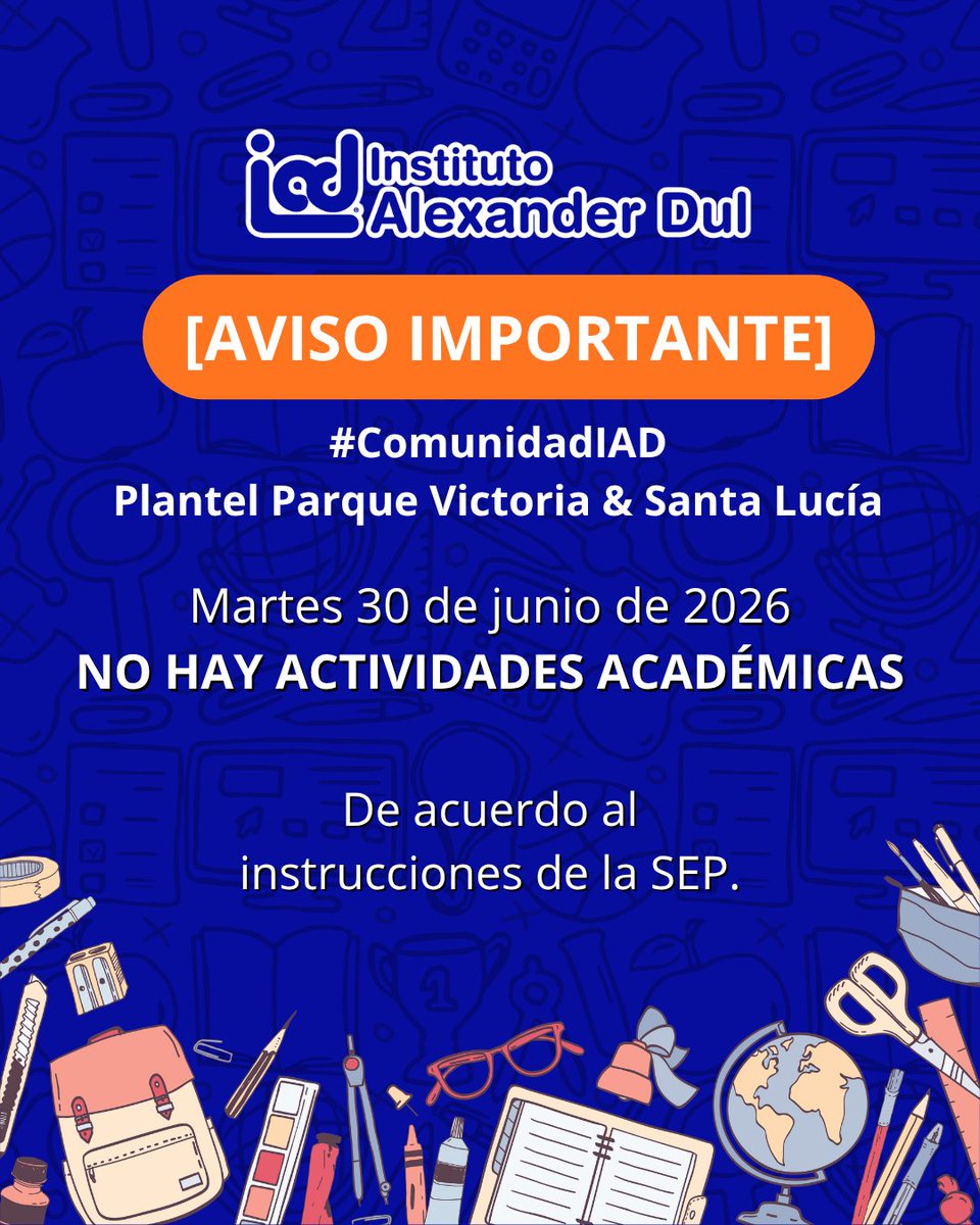 IAlexanderDul's tweet photo. Por decreto presidencial, el martes 30 de junio de 2026 se suspenderán las actividades escolares en la Ciudad de México en las escuelas públicas y privadas de los tres niveles educativos, informó la Secretaría de Educación Pública (SEP). https://t.co/xI8j4HuK8e