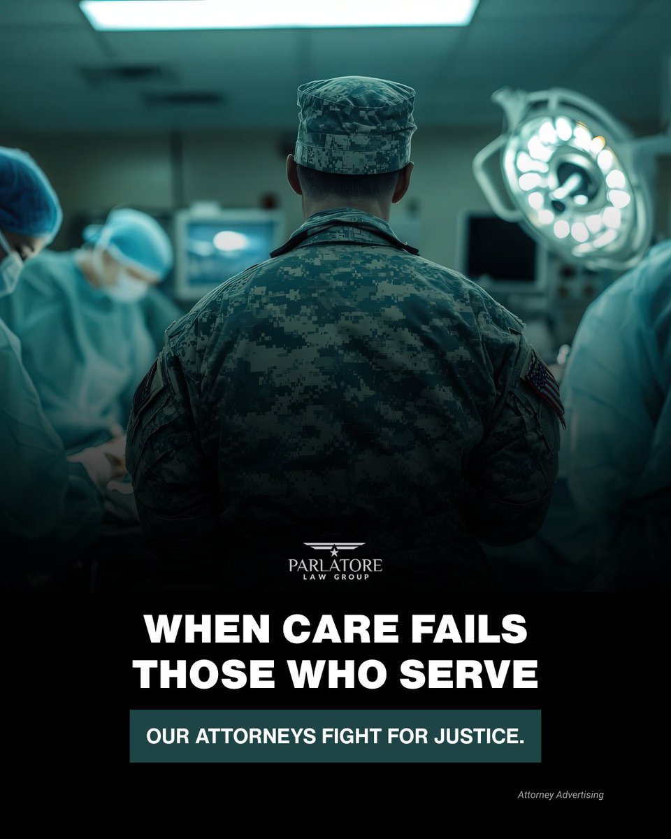 ParlatoreLaw's tweet photo. Military medical malpractice claims are deeply personal and legally complex.⚖️At PLG, our attorneys have firsthand insight into the military system, the medical process, &amp; the impact these cases can have on service members &amp; their families. ➡️ https://t.co/pszNoJRbXJ #Veteran https://t.co/9sGQu9pOtR