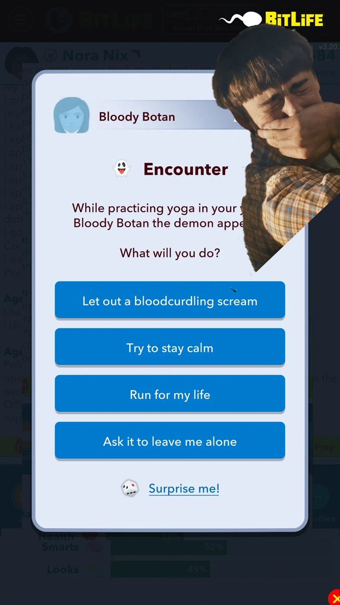 BitLifeApp's tweet photo. Some choices you make and other choices make you 🥲 Be honest, which one scares you the most?  #BitLife #choices https://t.co/KAhbmQZNt5