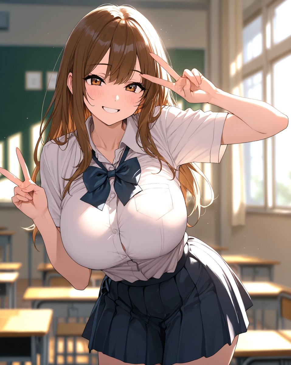 diva_ai1970's tweet photo. #AI月曜日��制服少女

元気いっぱい、今日も全力ピースですっ♪ https://t.co/rmBW1Bwkn3