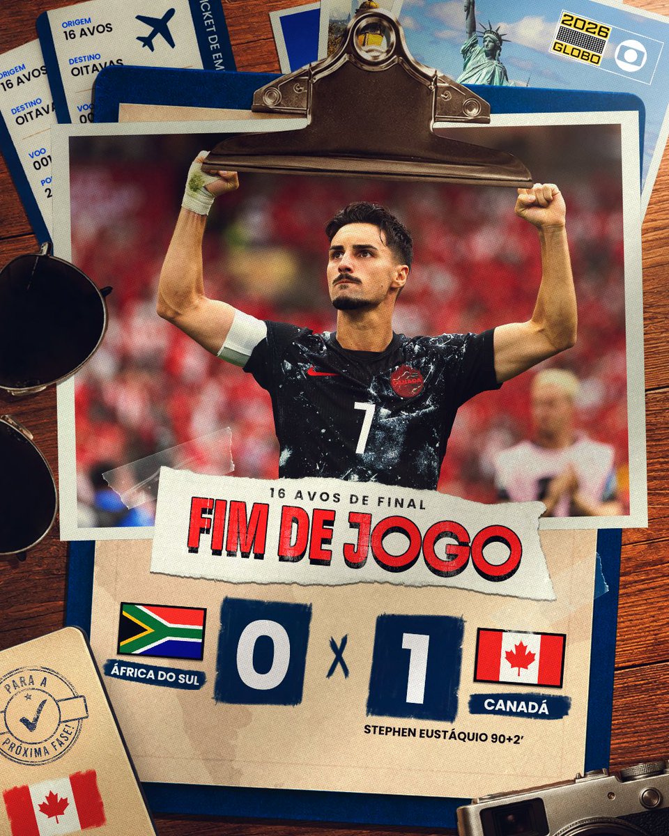 tvglobo's tweet photo. CLASSIFICAÇÃO CANADENSE NO APAGAR DAS LUZES! 🔥🔥🔥

Canadá marca aos 45 do segundo tempo, vence a África do Sul por 1 a 0 e carimba a vaga pras oitavas! NÃO PODE DAR MOLE, PAPAI, ISSO É COPA DO MUNDO! 🇨🇦😮‍💨

#CopaNaGlobo #AGenteJogaJunto #FutebolNaGlobo https://t.co/EMCEuJrbet