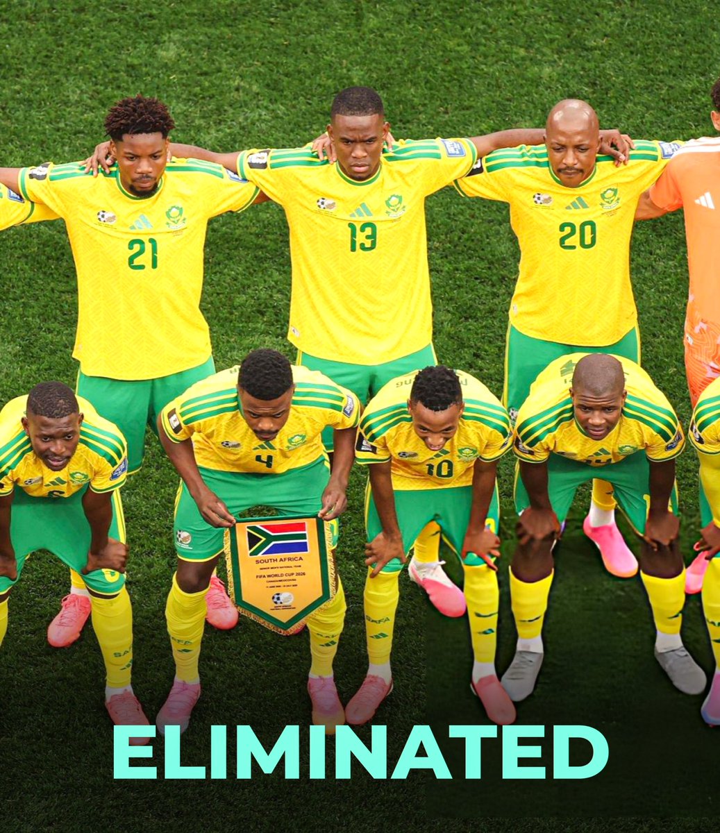 LeaguesReporter's tweet photo. Heartbreak, South Africa has crashed out of the 2026 FIFA World Cup following a 1-0 narrow defeat to Canada 😳

Heads up, South Africa is proud 👏

#FIFAWORLDCUP https://t.co/yRo31NEUZk