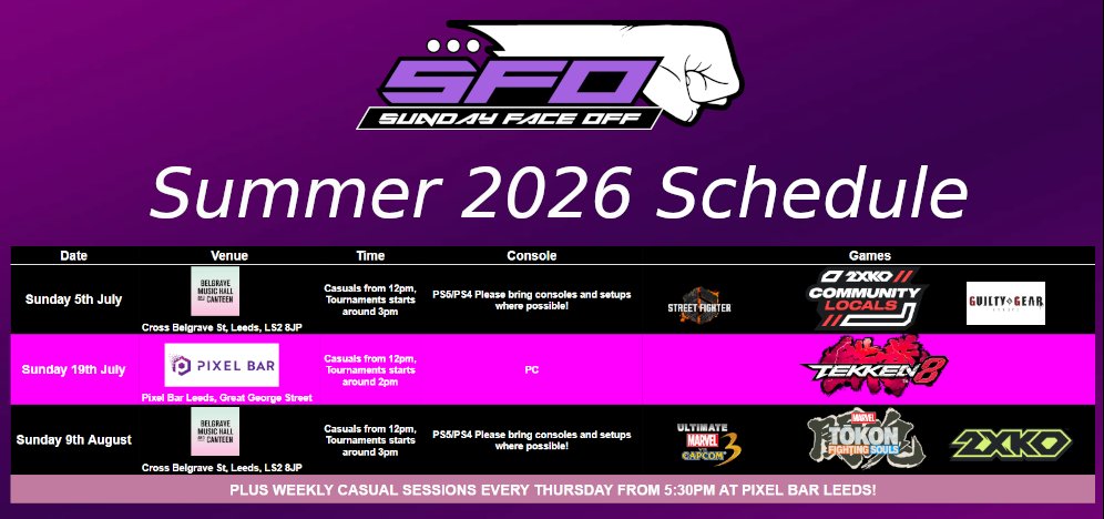 SundayFaceOff's tweet photo. Hope youre all enjoying the weather and watching EVO!

Here's our calendar for this summer. Mark it down in your diaries! https://t.co/MuyA36Tcem