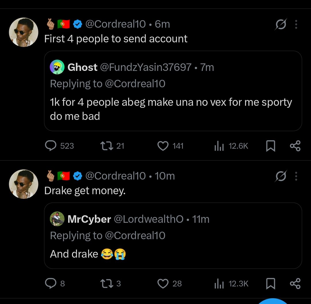 Greatt244's tweet photo. @Cordreal10 Nigerians and giveaway 😭 https://t.co/uNGE7WpwC7