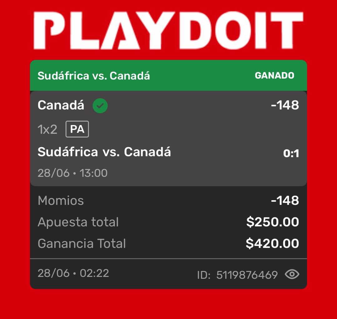 raya24evr's tweet photo. Paso 1 del reto escalera cobrado ✅

Canadá ML (-148)

Quiero ver sus likes y comentarios para el paso 2 🫵🏻🍀

@menesio_10 https://t.co/v3HClZrDtC