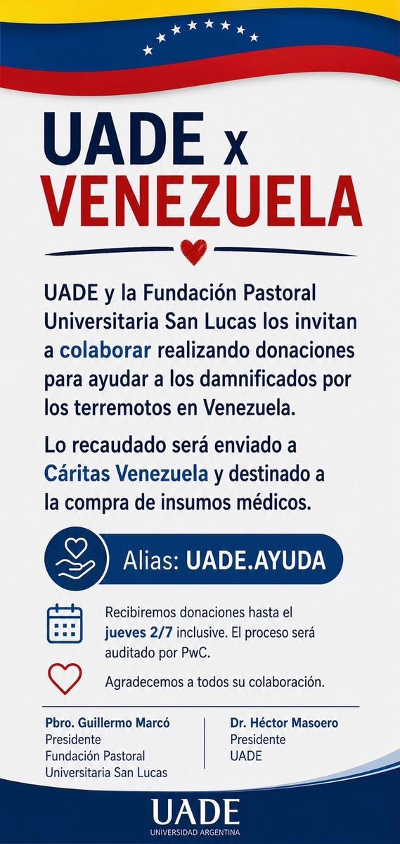 fspotorno's tweet photo. Para todos aquellos que quieran dar una mano. En @UADEoficial estamos juntando para @caritasvzla https://t.co/OWpnmieSUW