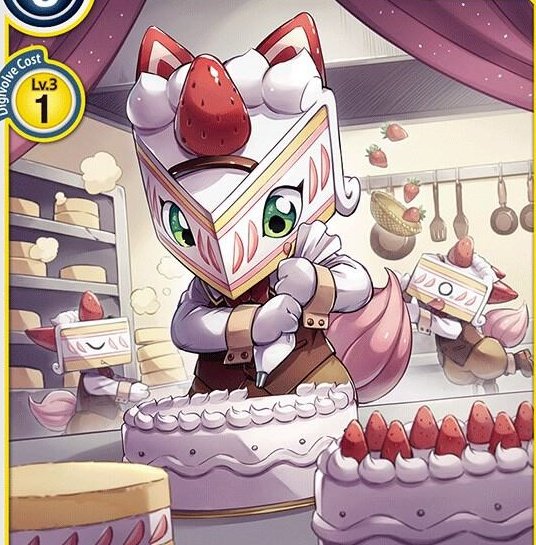 NoponDigi's tweet photo. Digimon Lore Posting: Shortmon:

A Food Digimon shaped like a shortcake. it aims to become a top tier pastry chef. It practices its skills daily by studying cake data that flows into the digital world.

It studies polite customer service, and dreams of opening its own cake shop to treat digimon with lovely deserts.

If a digimon appears and ruins a space where cakes are enjoyed. He used his special move "Tastone" to skewer that Digimon with a huge fork or use "Sweet Berry" to launch the strawberry on its head to drive them off.