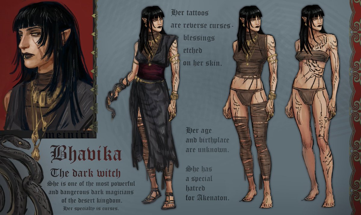 meiniri3's tweet photo. I finally made a reference&amp;design for a character that I came up with a few years ago :3

🩸{Bhavikka -  The dark witch🩸 https://t.co/7ibrmx7Bv1