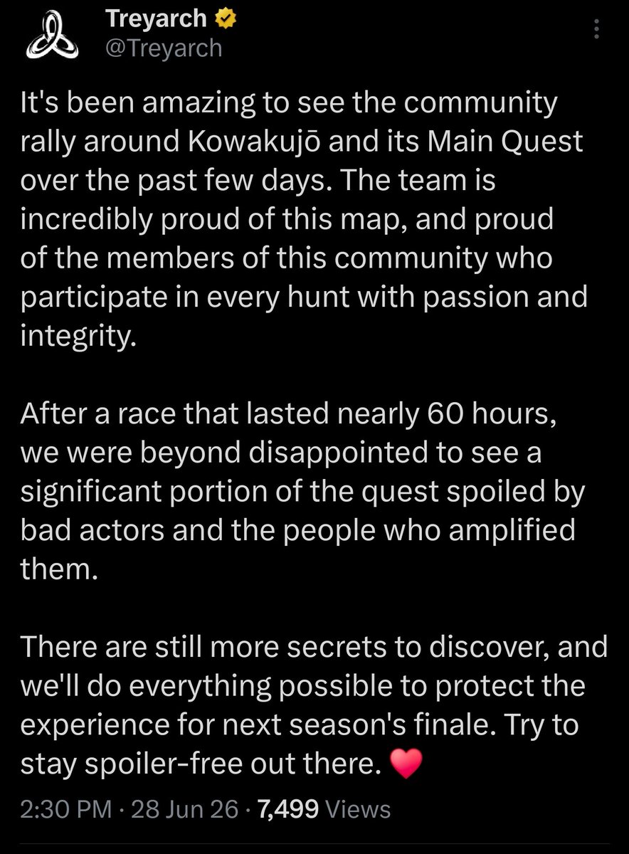 MargwaNetwork's tweet photo. OFFICIAL: Treyarch's Response to the Kowakujō Main Quest Drama https://t.co/CJ3L7J8yDX