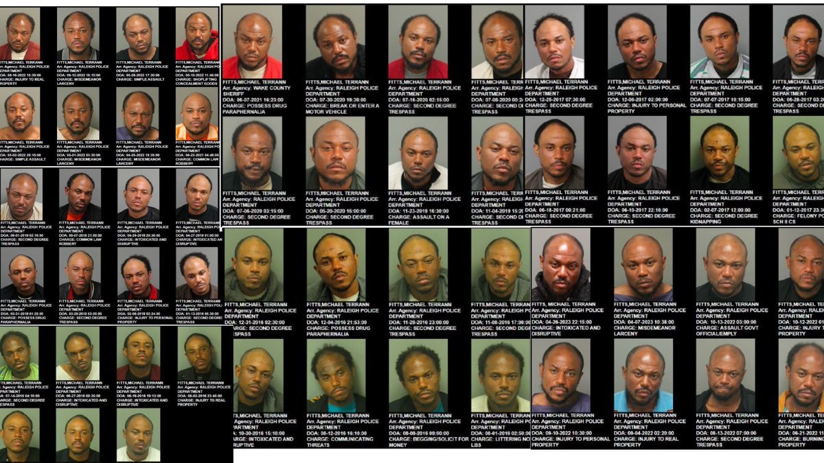 whatleywarroom's tweet photo. 🚨🚨MUGSHOT MONDAY 🚨🚨

Meet Michael Fitts.

He has been arrested 70 times and charged with 148 offenses—including 5 counts of assault on a female, 37 counts of trespassing, and 12 counts of larceny.    

Who allowed him out of jail?     

Roy Cooper's progressive "prosecutor" appointee Lorrin Freeman, who advocated for anti-bias trainings for prosecutors and recommended that magistrates use citations and summons in lieu of arrest.