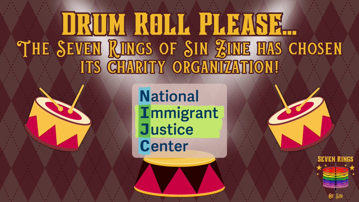 AxlotlZines's tweet photo. 🎪Charity Reveal🎪
We are happy to announce that all of the zine's funds will be donated to the NIJC! 💙
#SevenRingsofSin #Hellaverse https://t.co/J7s8P6kpbR