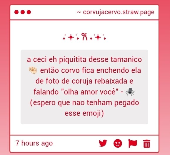 corvujacervo's tweet photo. Pra mim isso é uma coisa bem frequente de se acontecer KKKKKK Além de que o Corvo também ama tirar foto dela de cima no ângulo 0.5 pq faz ela ficar mais pequenininha doq já é 

(nao lembro de ter nenhum anon usando essa aranhazinha nao) https://t.co/k1UMB5BsC4